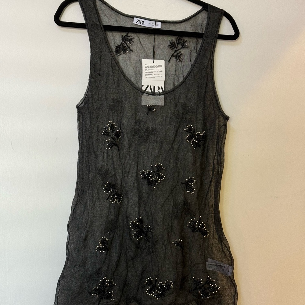 Zara beaded chiffon sheer top